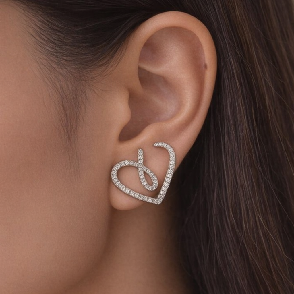 Heart Shaped Drop Earrings