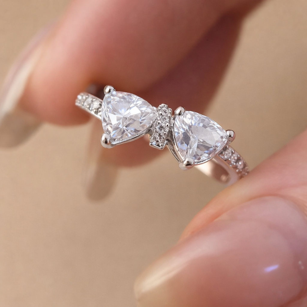 Heart Cubic Zirconia Bowknot Ring