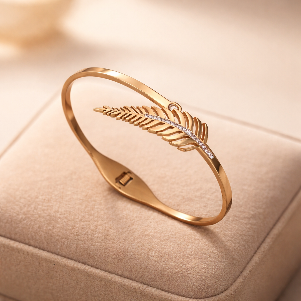 Golden Feather Kada Bracelet