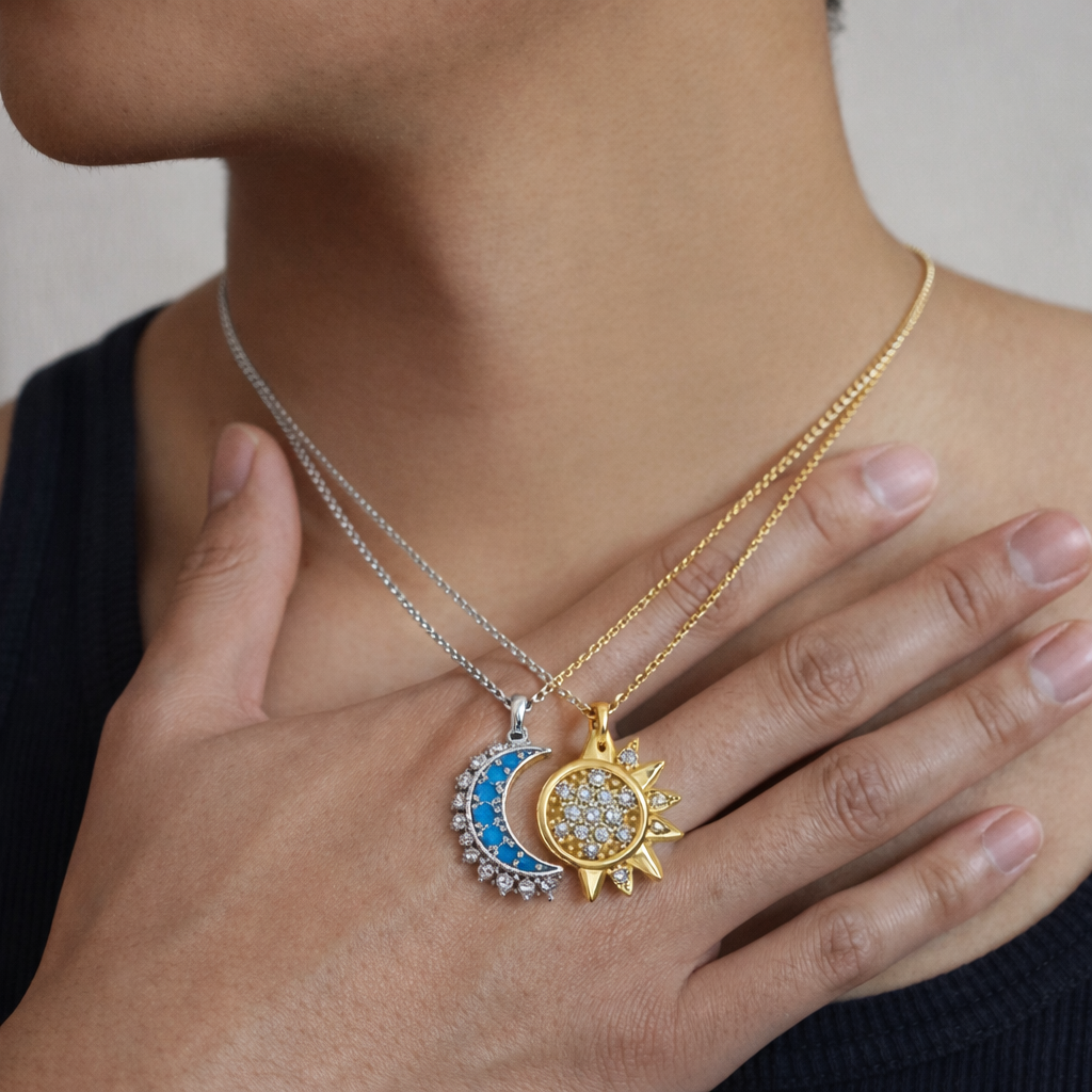 Sun & Moon Couple Pendant Necklace
