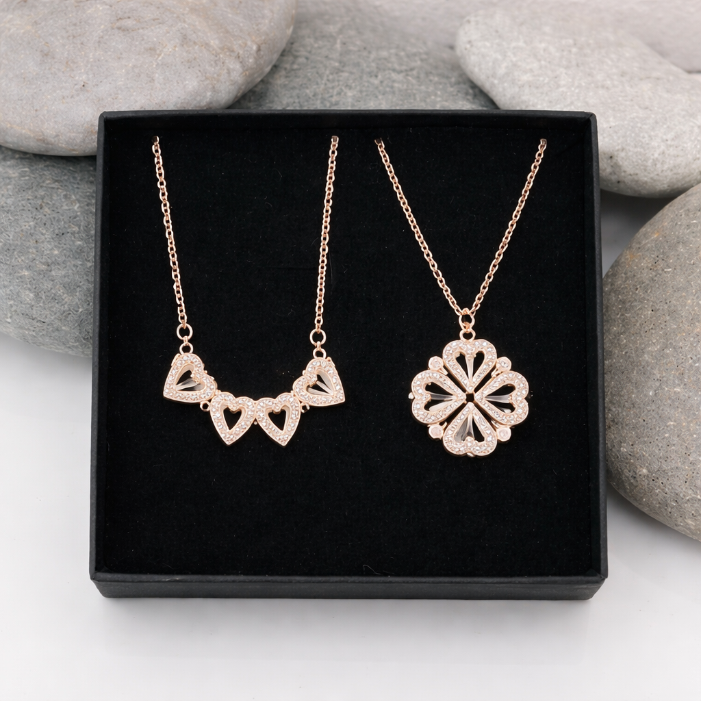 Leaf Clover Heart Magnetic Pendant Necklace