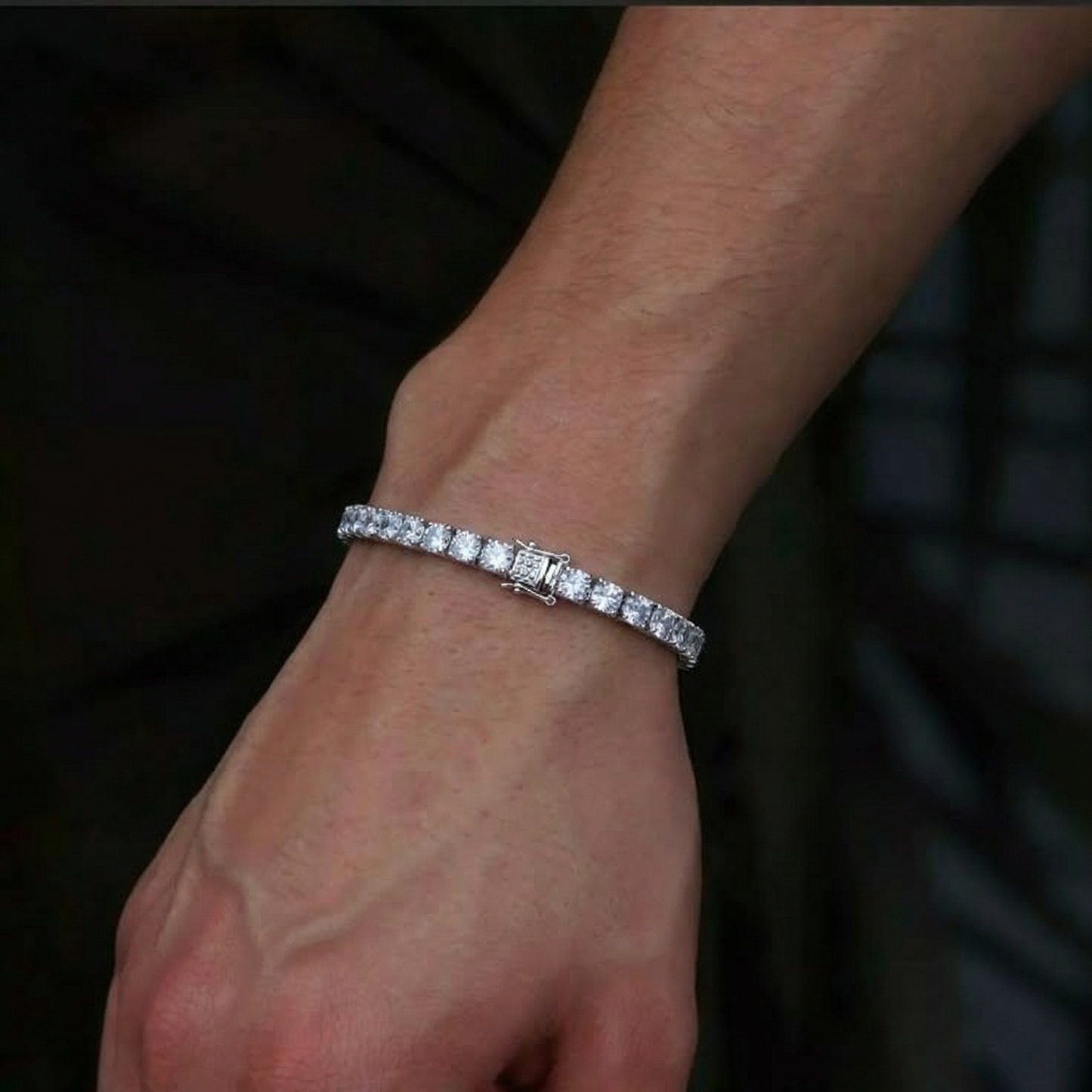 Rhodium Plated Cubic Zirconia Studded Bracelet