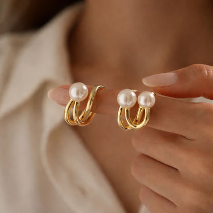 PolluxCraft Gold-Plated Pearls Contemporary Studs