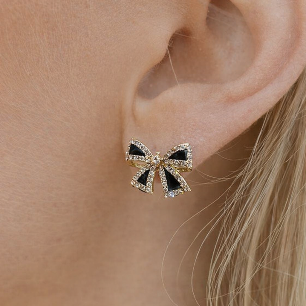 Black Zircon Korean Charm Earrings