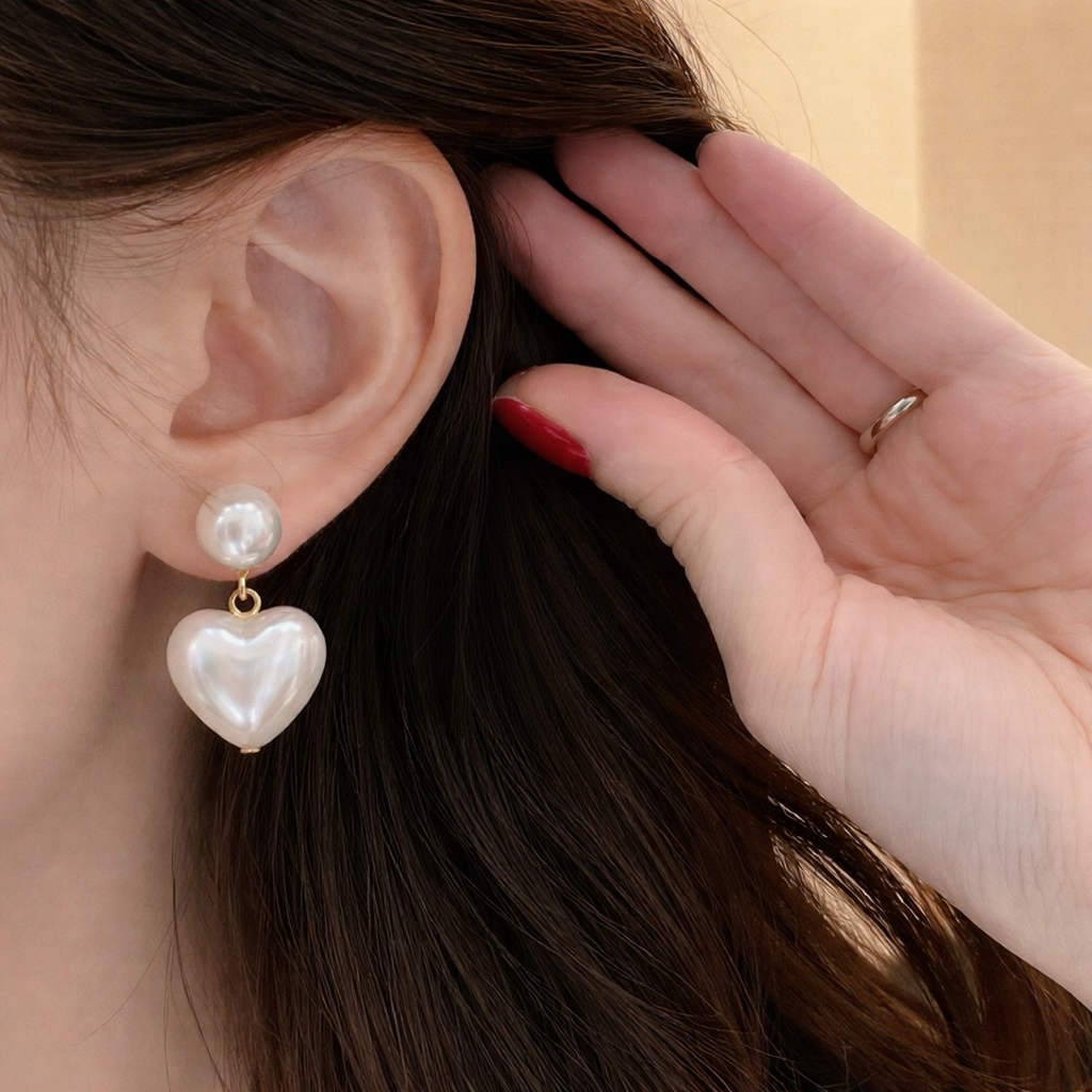 Yellow Chimes White Gold-Plated Heart Shape Pearl Studded