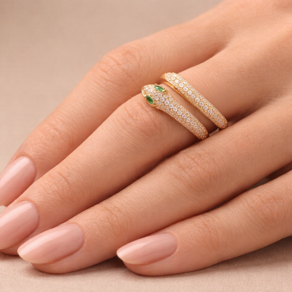 The Emerald Aura Snake Ring"