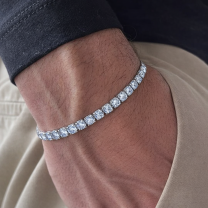 Rhodium Plated Cubic Zirconia Studded Bracelet