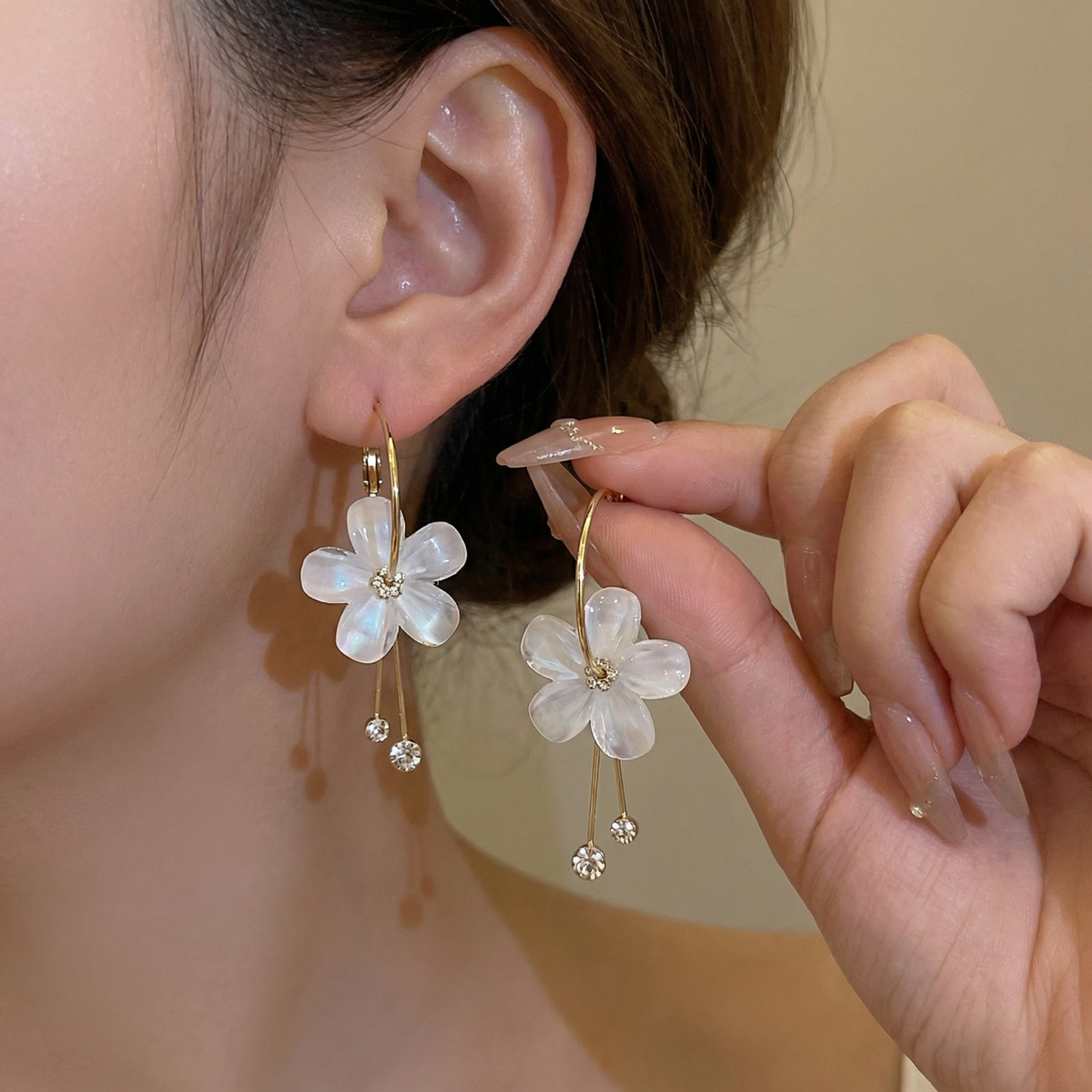Long Flower Earrings For Women