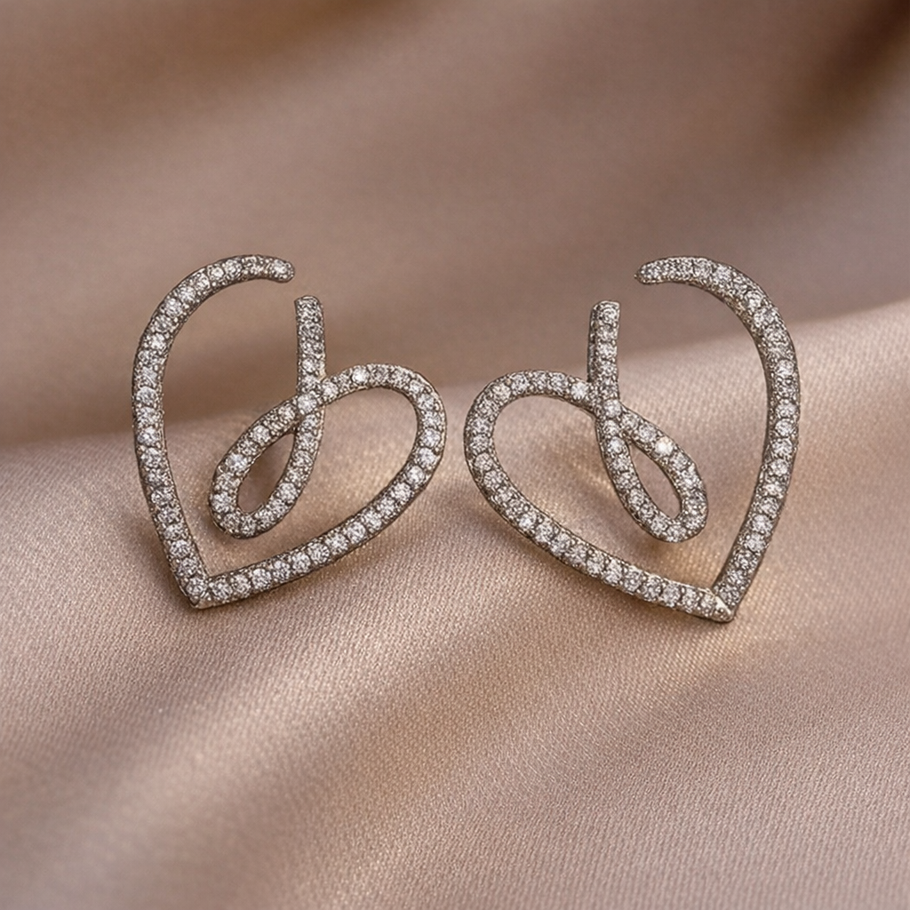 Heart Shaped Drop Earrings