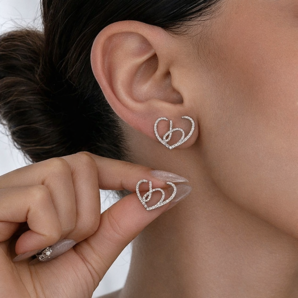 Heart Shaped Drop Earrings