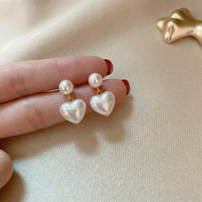 Yellow Chimes White Gold-Plated Heart Shape Pearl Studded