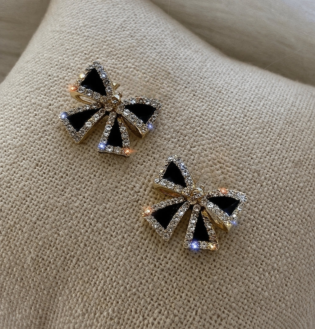 Black Zircon Korean Charm Earrings
