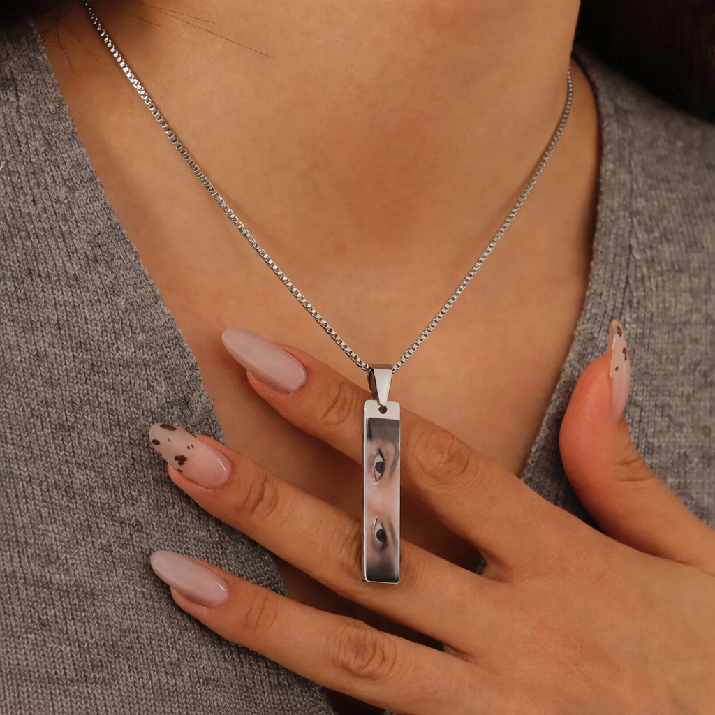stainless steel photo pendant for couples