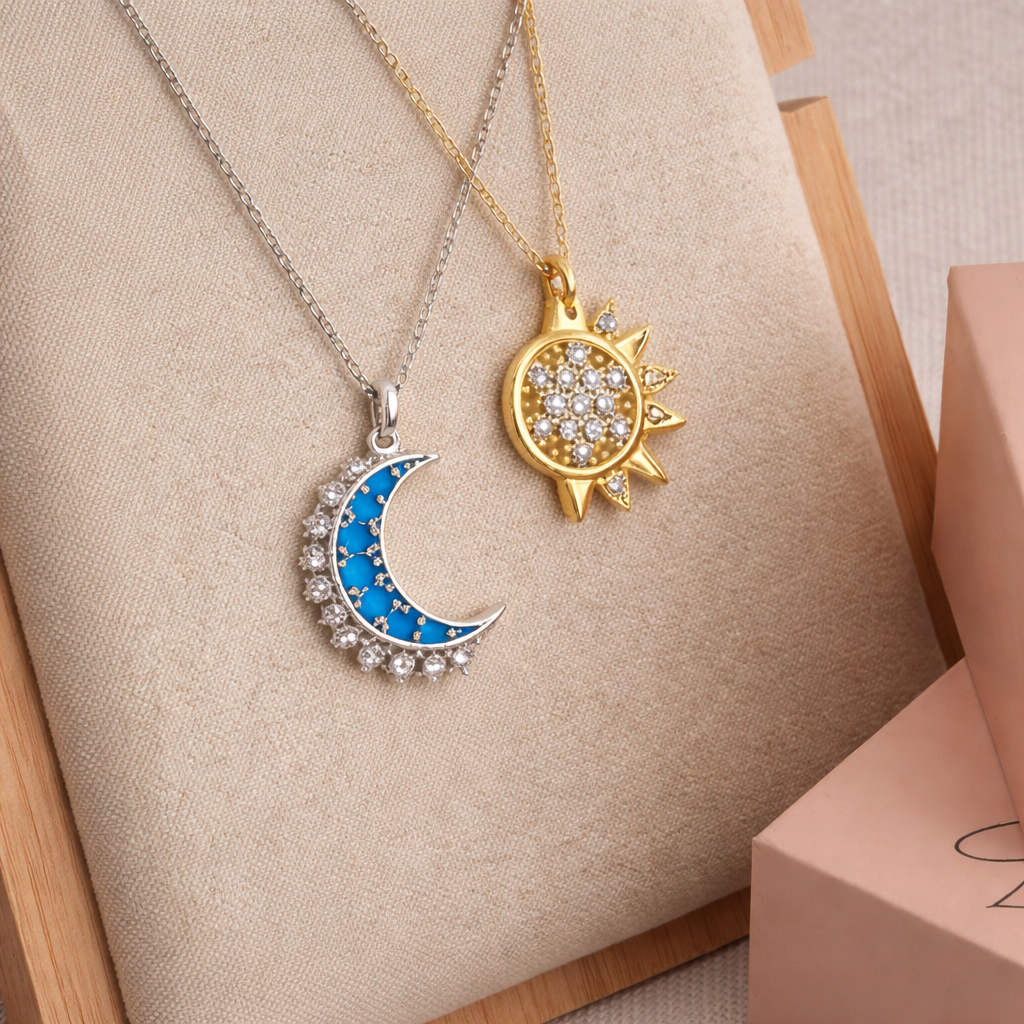Sun & Moon Couple Pendant Necklace