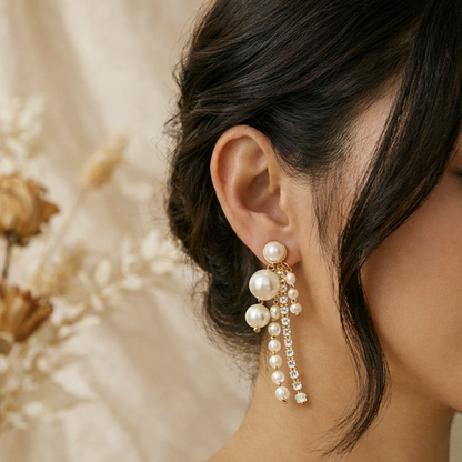 White Gold Plated Contemporary Drop Earrings