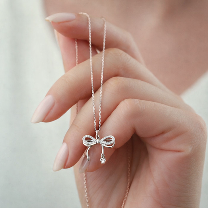 Dainty Bow Pendant Necklace for Women