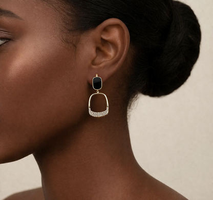 Black & Crystal Dangle Earrings