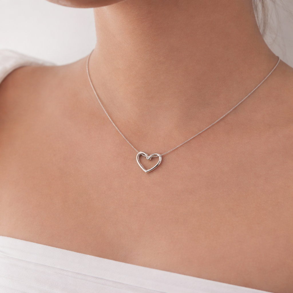 Minimalist Open Heart Pendant Necklace