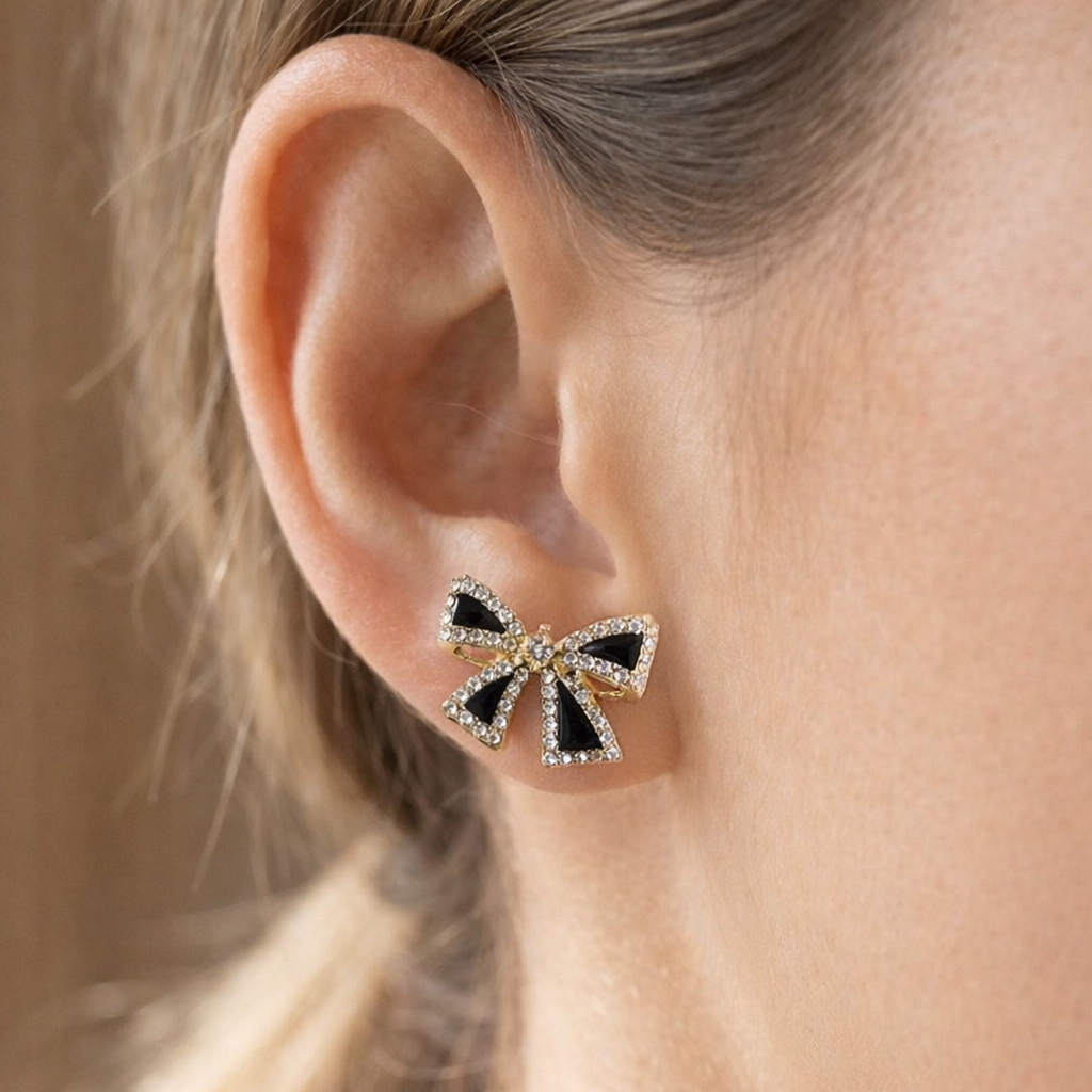 Black Zircon Korean Charm Earrings