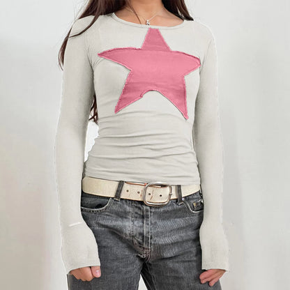 2000S Y2K Cyber Grunge Vintage T-Shirt Graphic Print O Neck Long Sleeve Tee Women Slim Fit Crop Tops Egirl Skater Emo Streetwear
