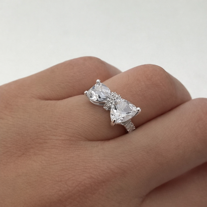 Heart Cubic Zirconia Bowknot Ring