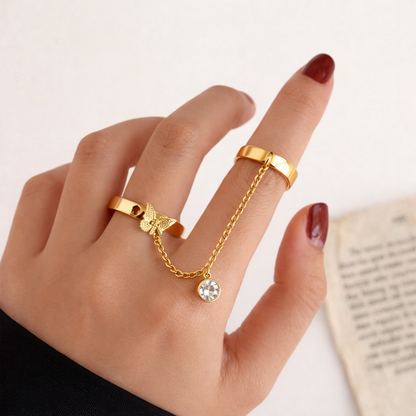 Double Finger Butterfly Chain Ring