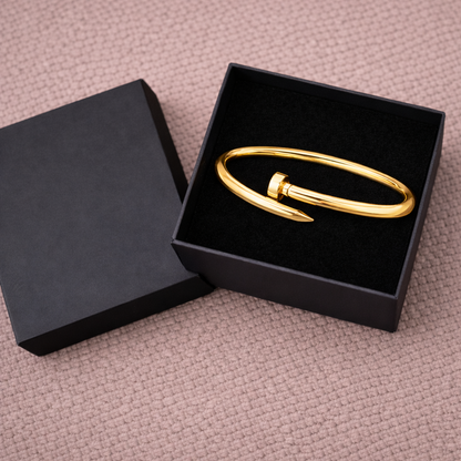 Golden Stainless Steel Nail Design Bracelet