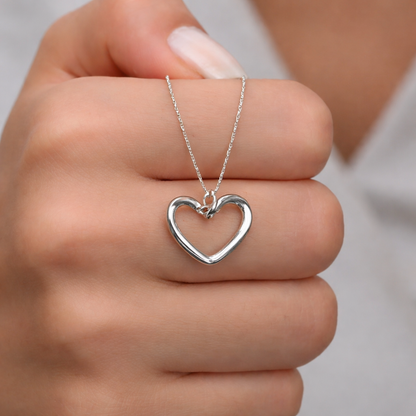 Minimalist Open Heart Pendant Necklace