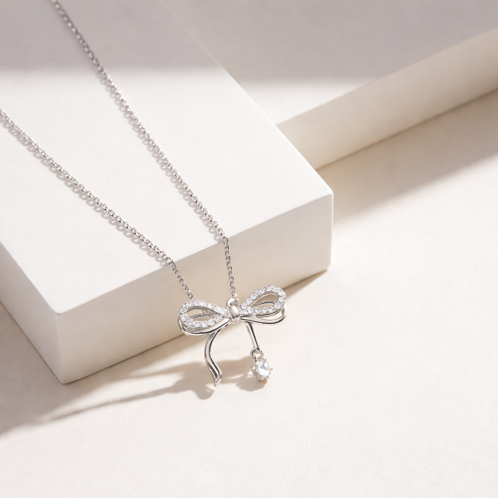 Dainty Bow Pendant Necklace for Women