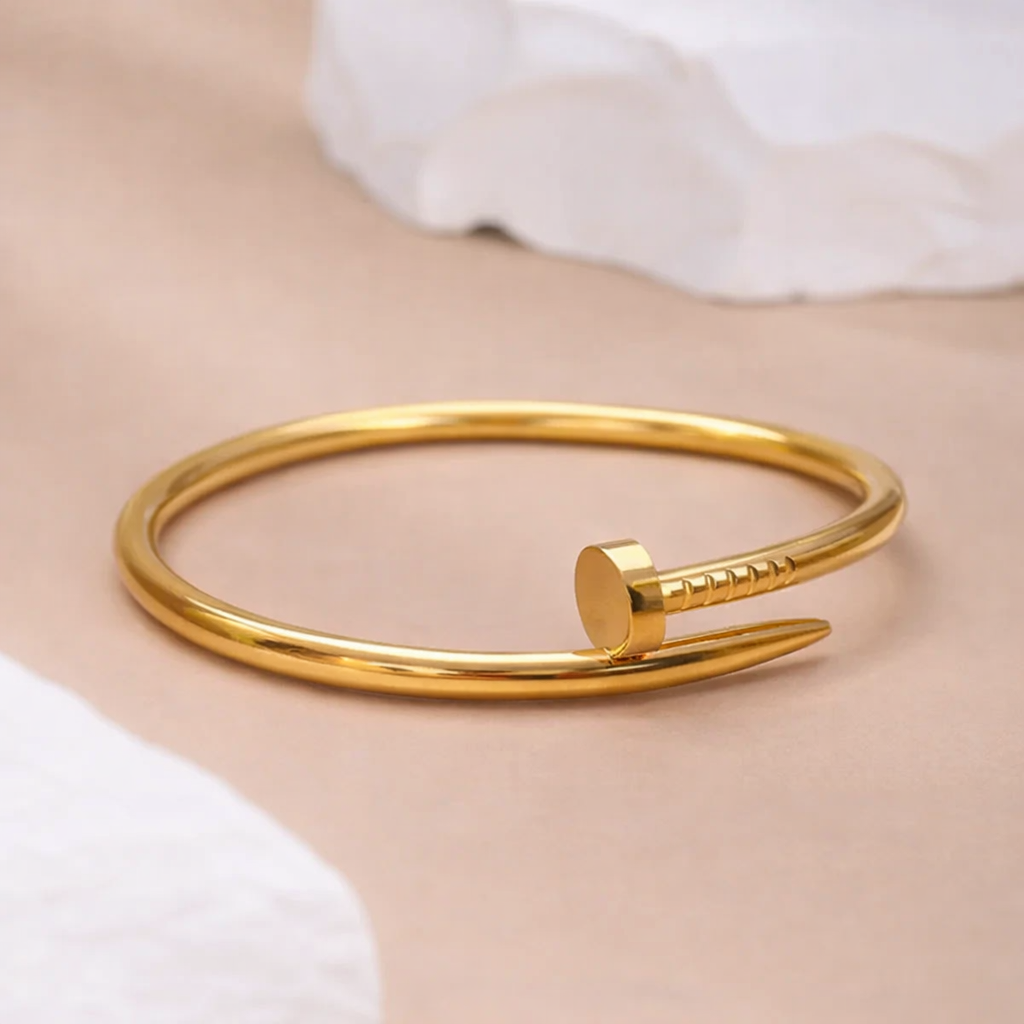 Golden Stainless Steel Nail Design Bracelet