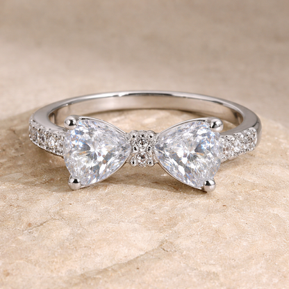 Heart Cubic Zirconia Bowknot Ring