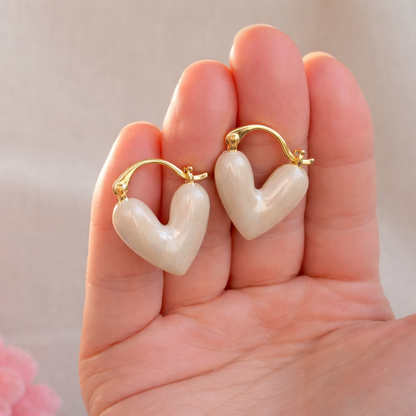 Heart Shaped Half Hoop Earrings - Earrings