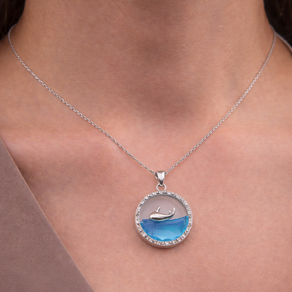 Whale Blue Ocean Pendant Necklace for Women