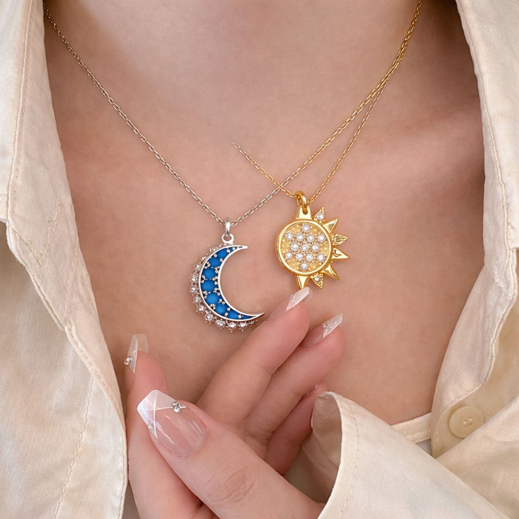 Sun & Moon Couple Pendant Necklace
