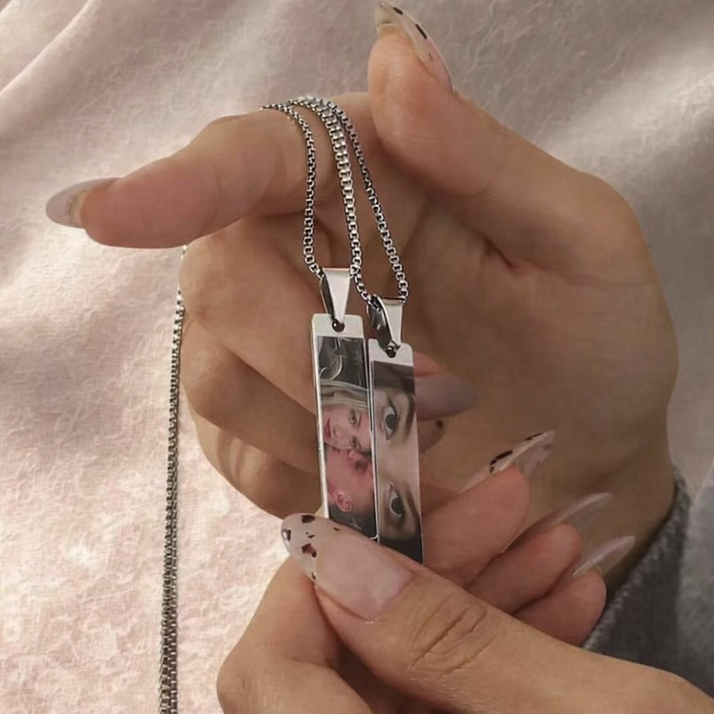 stainless steel photo pendant for couples