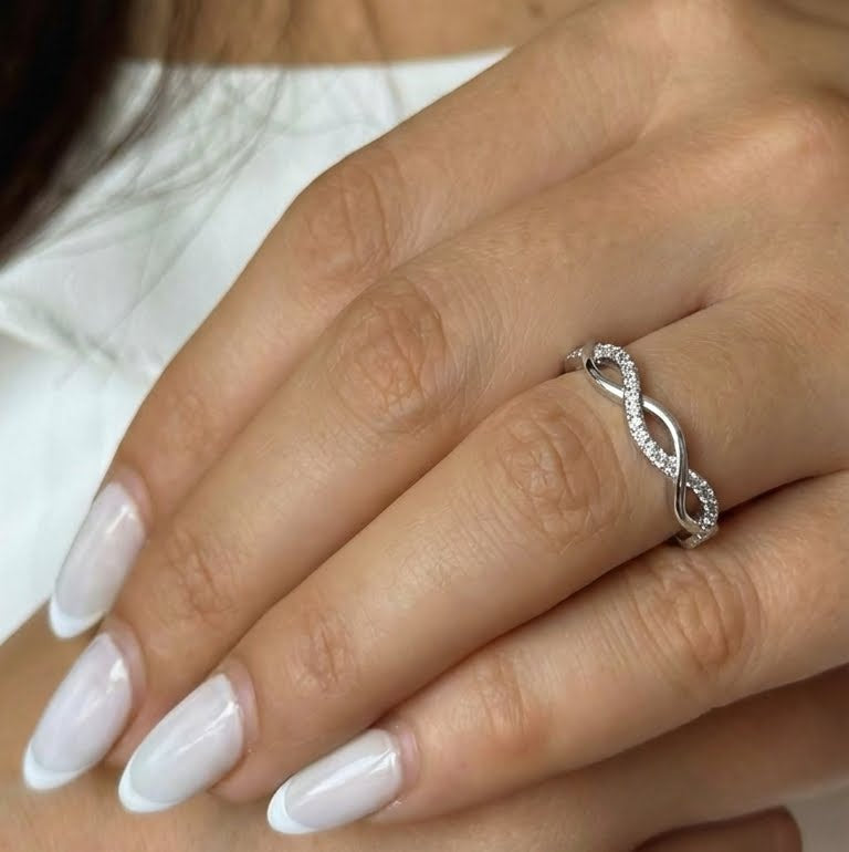 CZ Pave Twist Eternity Ring
