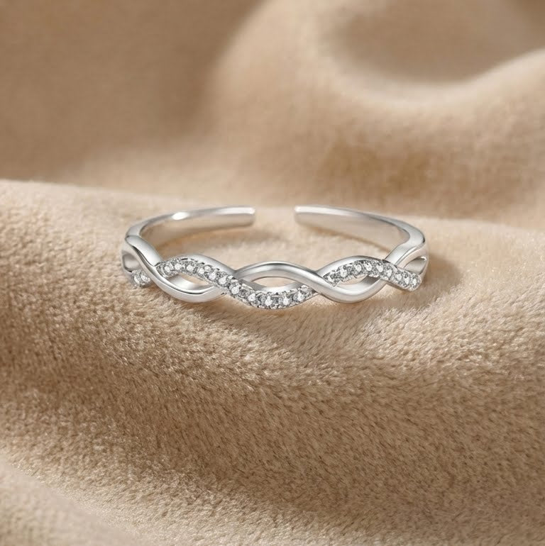 CZ Pave Twist Eternity Ring
