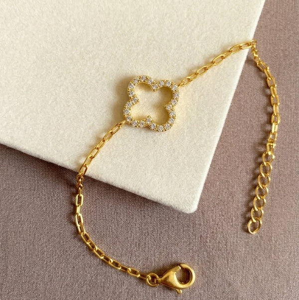 Pave Clover Charm Bracelet