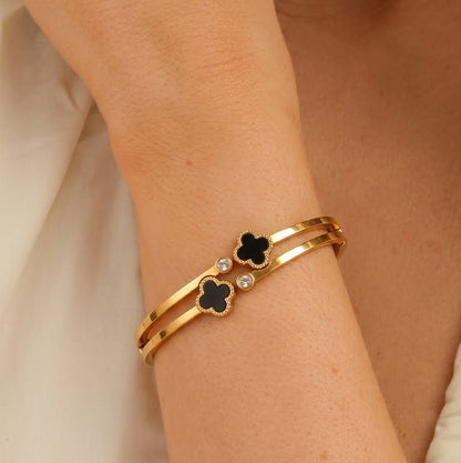 Black Shell Lucky Leaf Titanium Steel Bracelet
