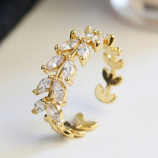 Korean Style Adjustable Foliage Ring