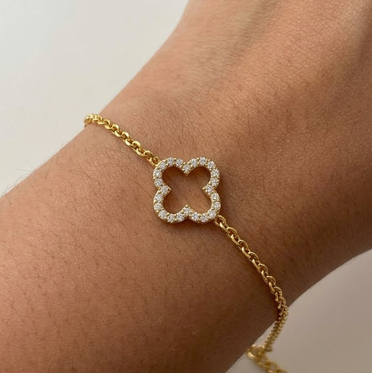 Pave Clover Charm Bracelet