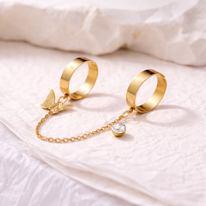 Double Finger Butterfly Chain Ring
