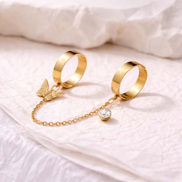 Double Finger Butterfly Chain Ring