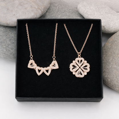 Leaf Clover Heart Magnetic Pendant Necklace