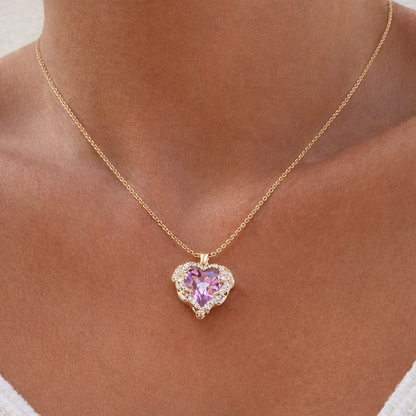 Ocean Love Heart Crystal Stone Necklace