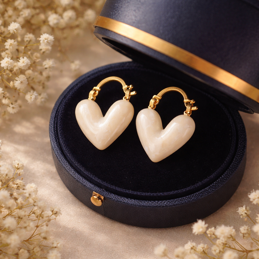 Heart Shaped Half Hoop Earrings - Earrings