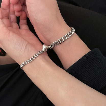 Couple Bracelet with Magnetic Heart made of Stainless Steel