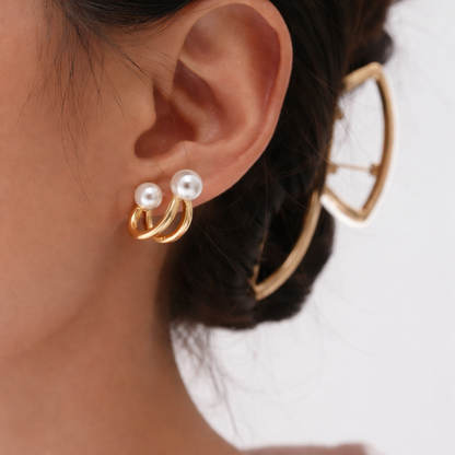 PolluxCraft Gold-Plated Pearls Contemporary Studs