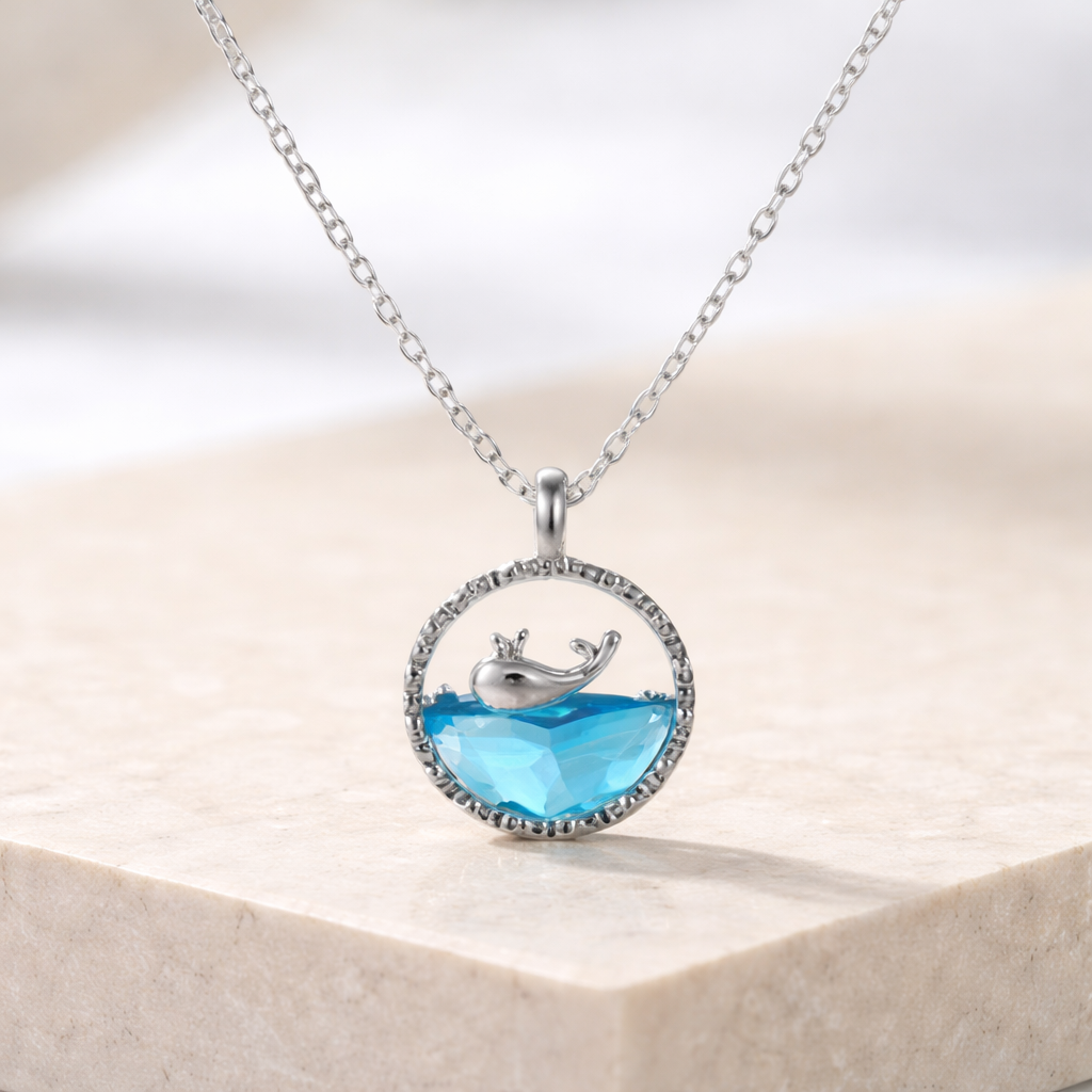 Whale Blue Ocean Pendant Necklace for Women