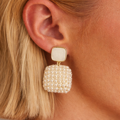 Modern Square Pearl Earrings for Women